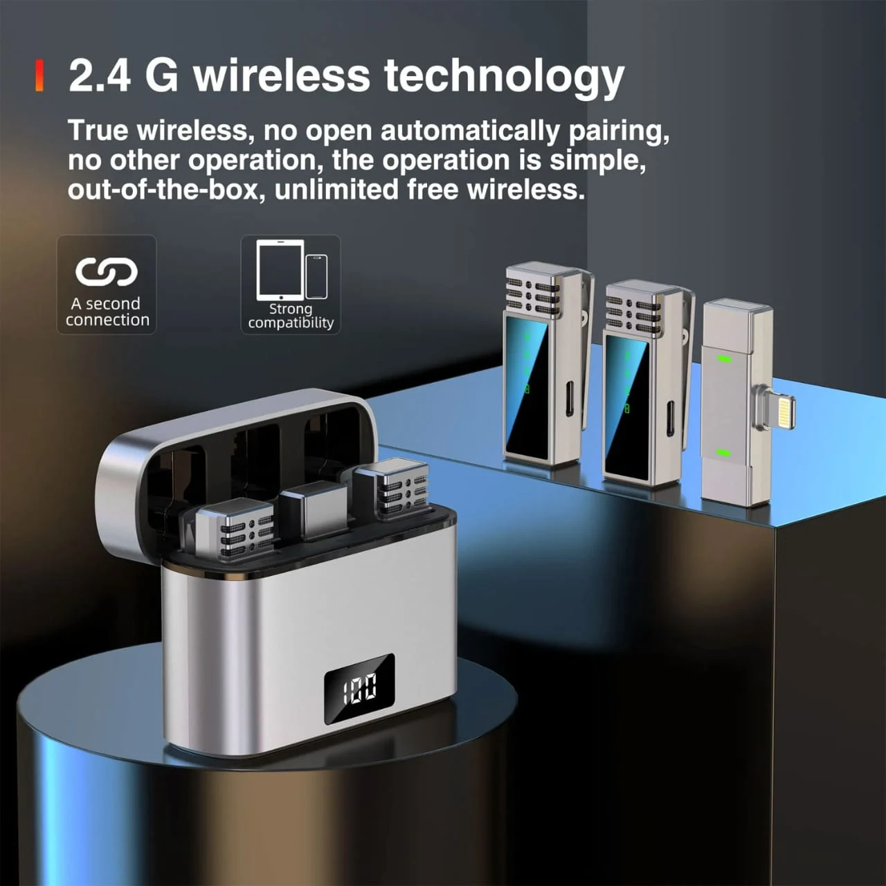 VELTRUNE Jmary 100% Original Mw-15 2.4G Wireless Microphone For Mobile Lightning Noise Reduction Biggest Battery product thumbnail
