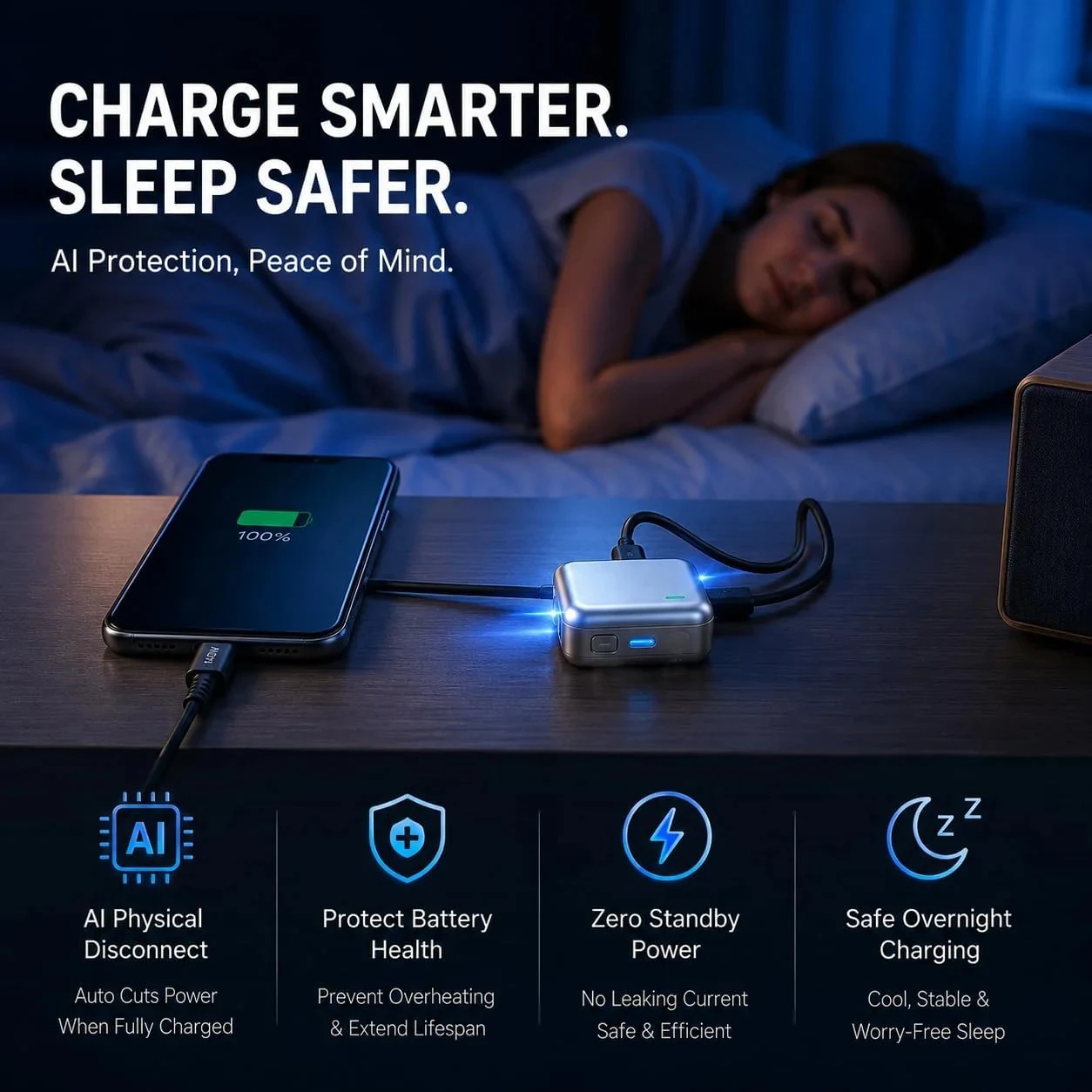 VELTRUNE PopGuard 140W Automatic Charging Disconnector | Smart Auto Power Cut-Off Battery Guardian | Fast Charging Prote thumbnail