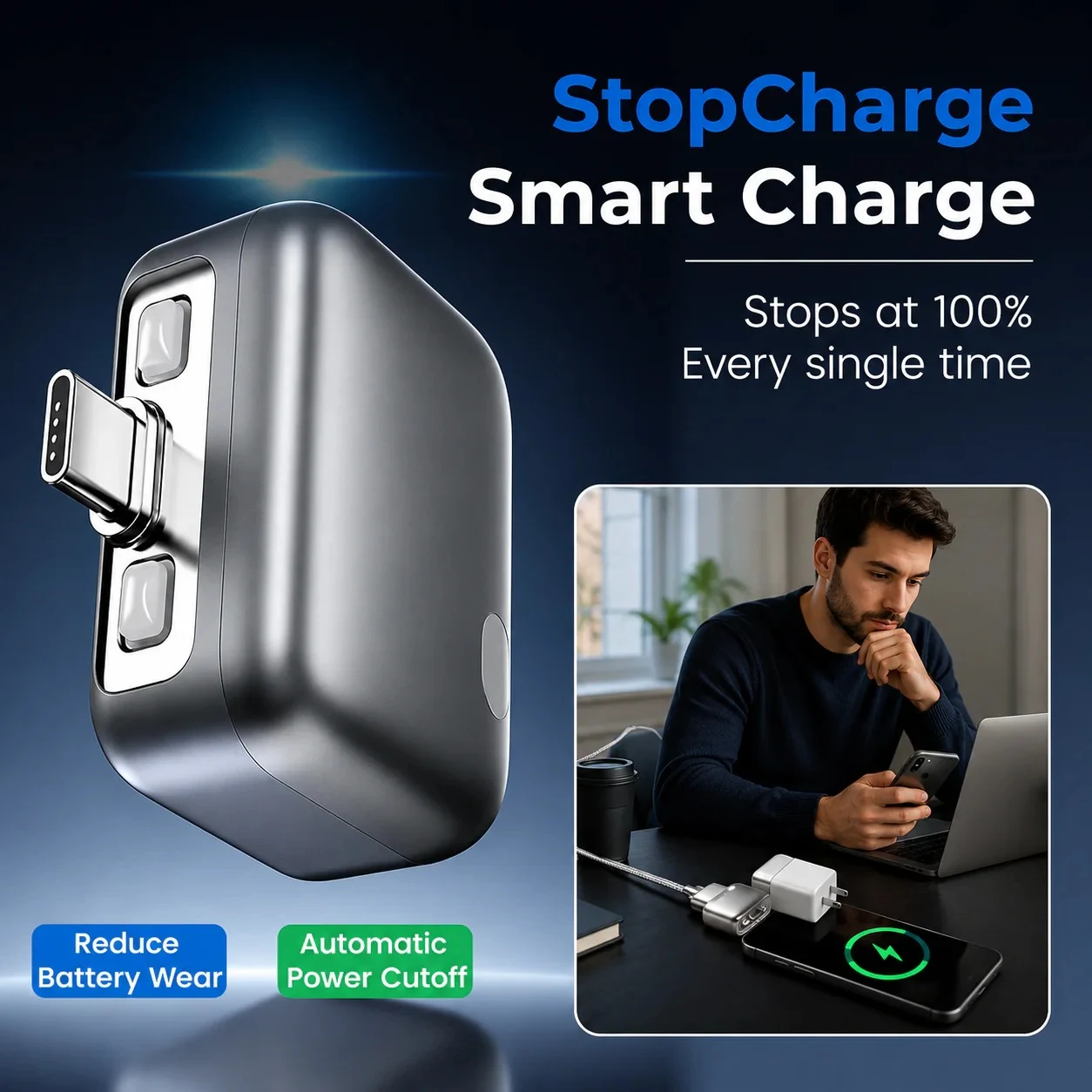 VELTRUNE PopGuard 140W Automatic Charging Disconnector | Smart Auto Power Cut-Off Battery Guardian | Fast Charging Prote