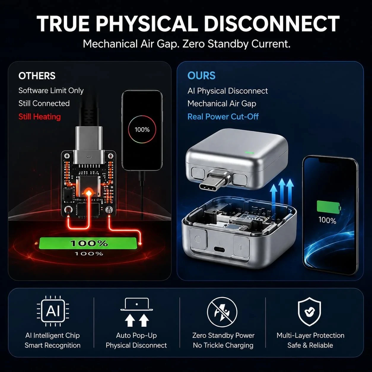 VELTRUNE PopGuard 140W Automatic Charging Disconnector | Smart Auto Power Cut-Off Battery Guardian | Fast Charging Prote thumbnail
